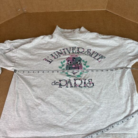 Vintage L’Universite De Paris Long Sleeve Shirt, OSFA/Large, Graphic, Grey, - Picture 7 of 10